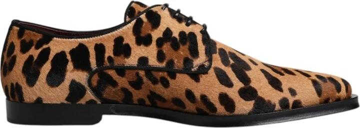 Brown Leopard Derby Formal Men Dress Men's Shoes