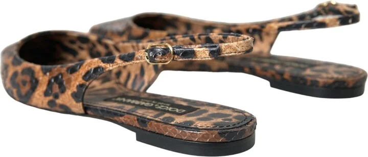 Brown Leopard Exotic Skin Slingback Women's Shoes - Image 4