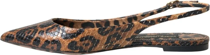 Brown Leopard Exotic Skin Slingback Women's Shoes - Image 5