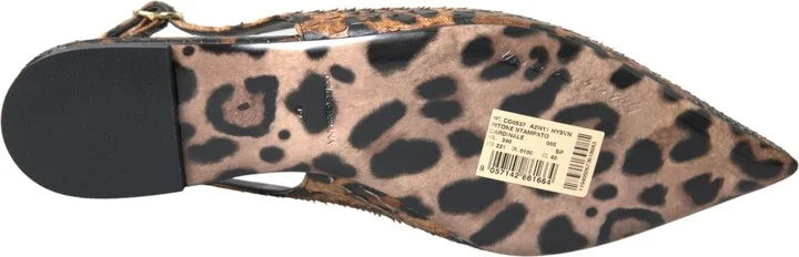 Brown Leopard Exotic Skin Slingback Women's Shoes - Image 6