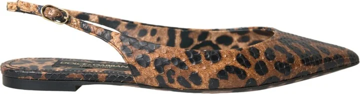 Brown Leopard Exotic Skin Slingback Women's Shoes