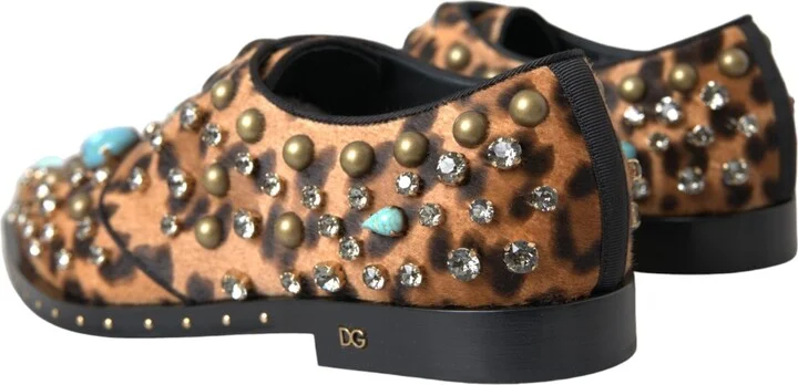 Brown Leopard Hair Crystal Dress Broque Women's Shoes - Image 4