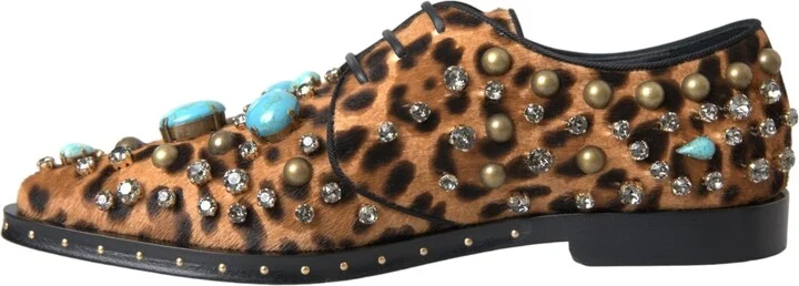 Brown Leopard Hair Crystal Dress Broque Women's Shoes - Image 5