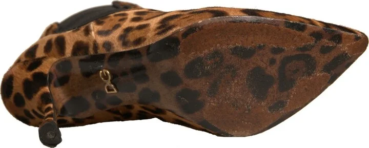 Brown Leopard Leather Stretch Heels Boots Women's Shoes (Pre-Owned) - Image 6