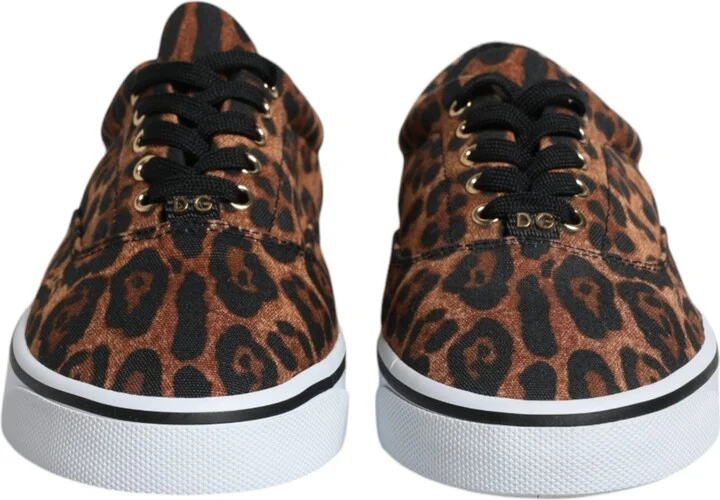 Brown Leopard Logo Print Cotton Sneakers Men's Shoes - Image 2