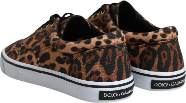 Brown Leopard Logo Print Cotton Sneakers Men's Shoes - Image 5