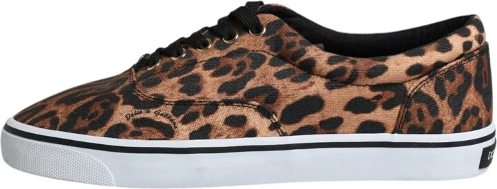 Brown Leopard Logo Print Cotton Sneakers Men's Shoes - Image 6