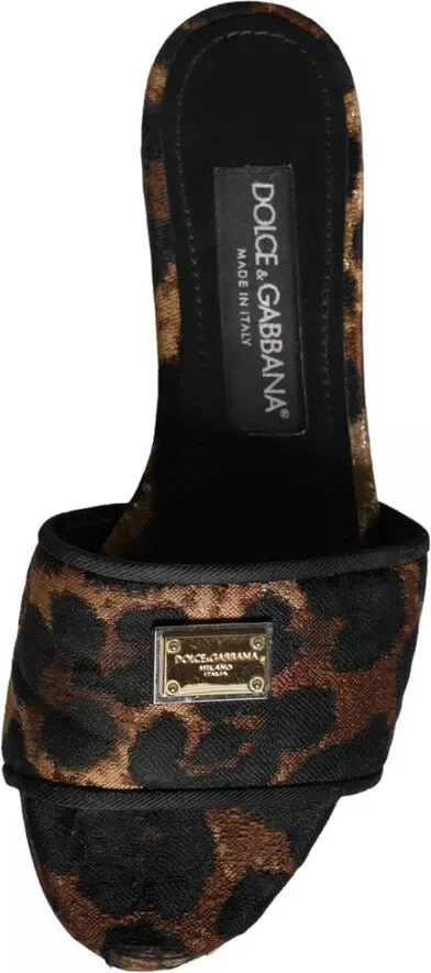 Brown Leopard Logo Slides Flats Sandals Women's Shoes (Pre-Owned) - Image 2
