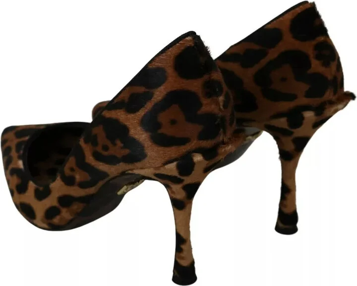 Brown Leopard Pony Hair Heels Pumps Women's Shoes (Pre-Owned) - Image 2