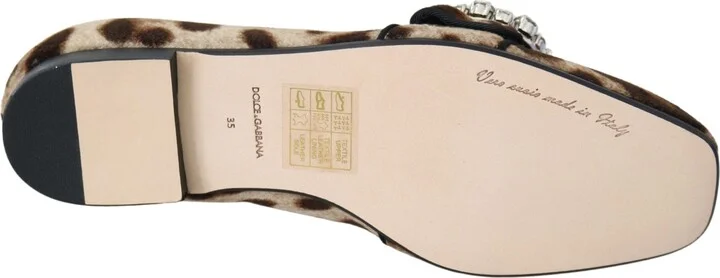 Brown Leopard Print Crystals Loafers Flats Women's Shoes - Image 3