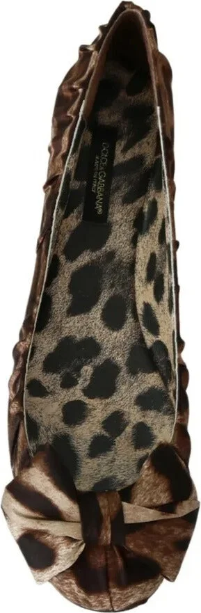 Brown Leopard Silk Ballerina Flats Women's Shoes (Pre-Owned) - Image 2