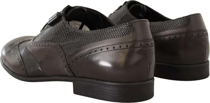 Brown Lizard Skin Leather Oxford Dress Men's Shoes - Image 3