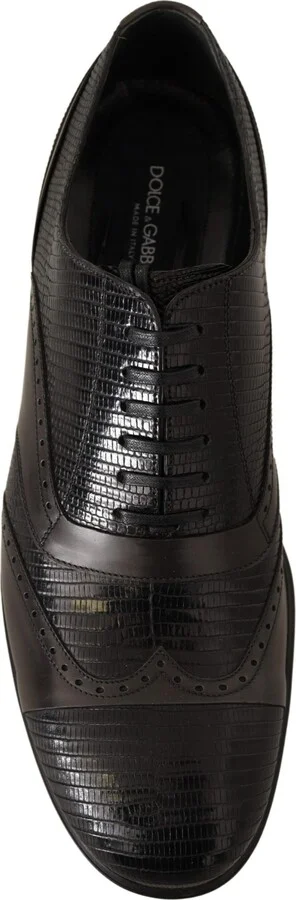 Brown Lizard Skin Leather Oxford Dress Men's Shoes - Image 6