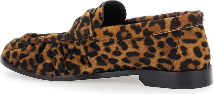 Brown Loafers With Cassandre Logo And Leopard Motif In Fabric Woman - Image 3