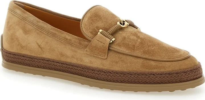 Brown Loafers With Cord Detail In Leather Woman - Image 2