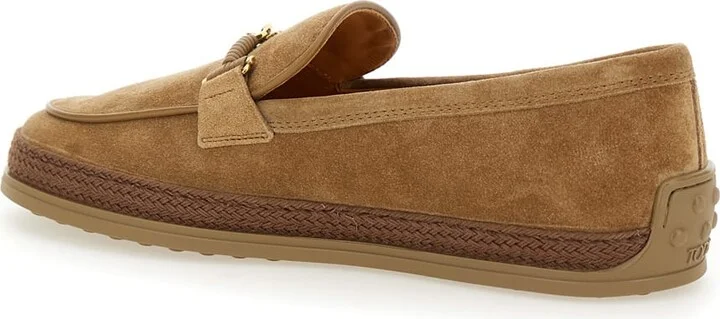 Brown Loafers With Cord Detail In Leather Woman - Image 3