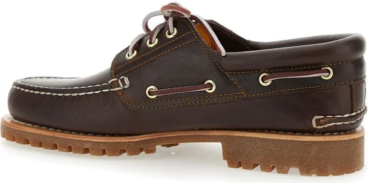 Brown Loafers With Embossed Logo On The Side And Low Block Heel In Leather Man - Image 3