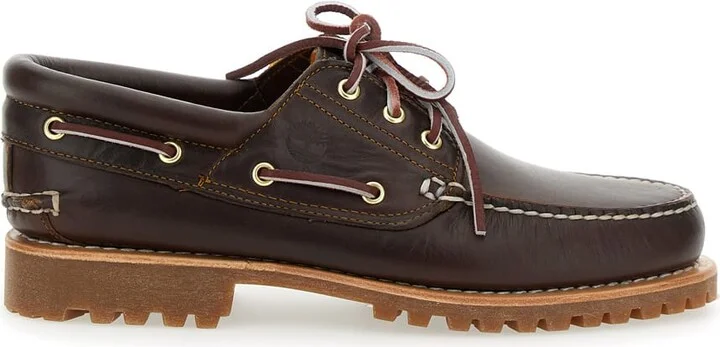 Brown Loafers With Embossed Logo On The Side And Low Block Heel In Leather Man