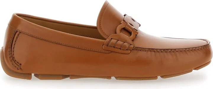 Brown Loafers With Ganicini Plaque On The Front In Leather Man