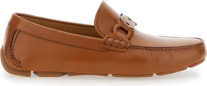 Brown Loafers With Ganicini Plaque On The Front In Leather Man