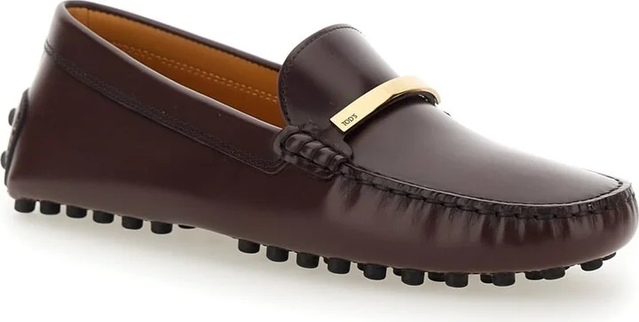 Brown Loafers With Logo Plaque And Rubber Sole In Leather Woman - Image 2