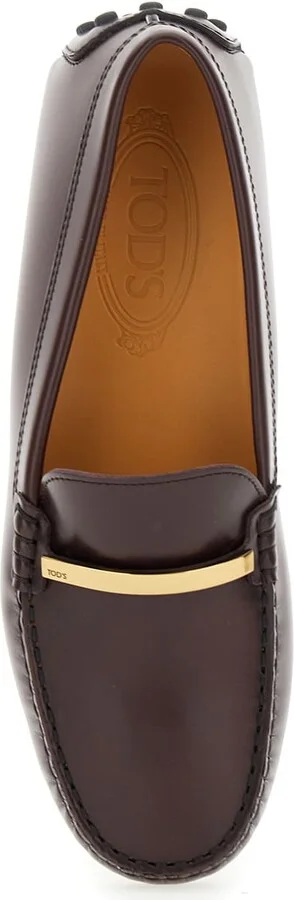 Brown Loafers With Logo Plaque And Rubber Sole In Leather Woman - Image 4