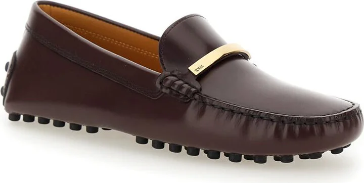 Brown Loafers With Logo Plaque And Rubber Sole In Leather Woman - Image 2