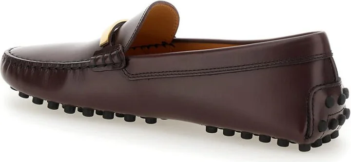 Brown Loafers With Logo Plaque And Rubber Sole In Leather Woman - Image 3