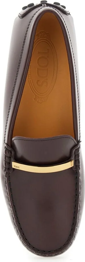 Brown Loafers With Logo Plaque And Rubber Sole In Leather Woman - Image 4