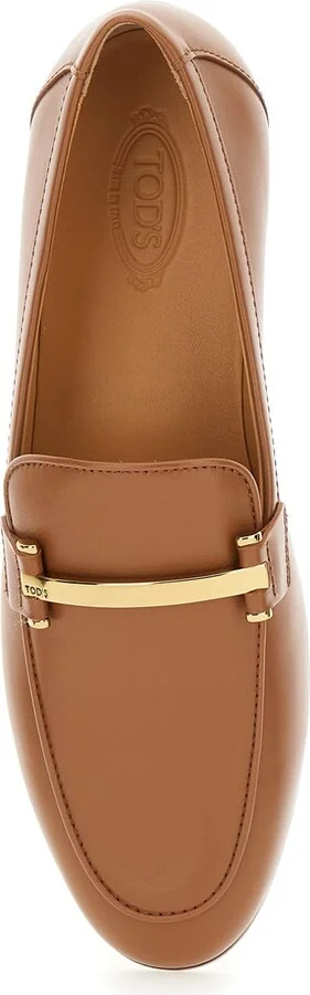 Brown Loafers With Logo Plaque In Leather Woman - Image 2