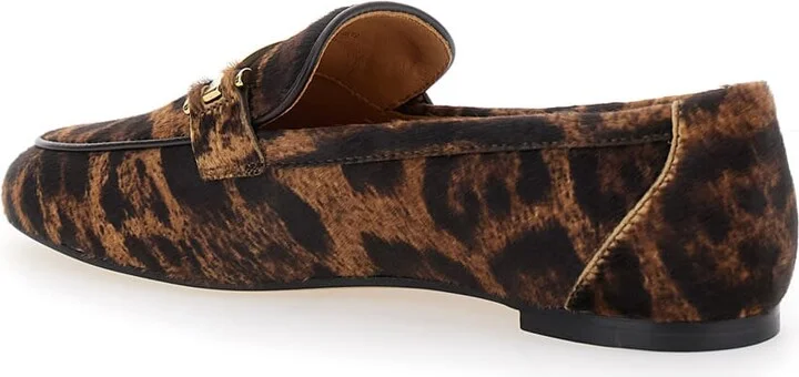 Brown Loafers With Logo Plaque On The Front And All-over Leopard Motif In Suede Woman - Image 3