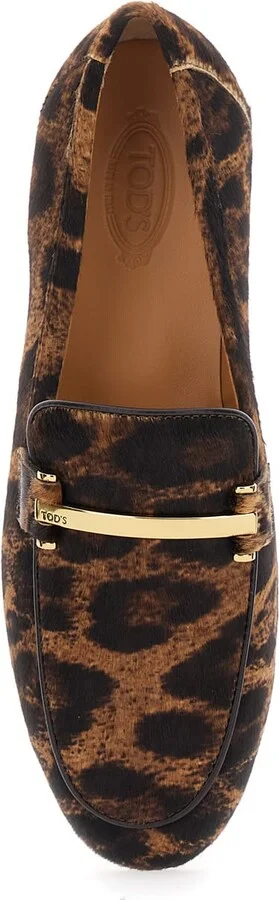Brown Loafers With Logo Plaque On The Front And All-over Leopard Motif In Suede Woman - Image 4