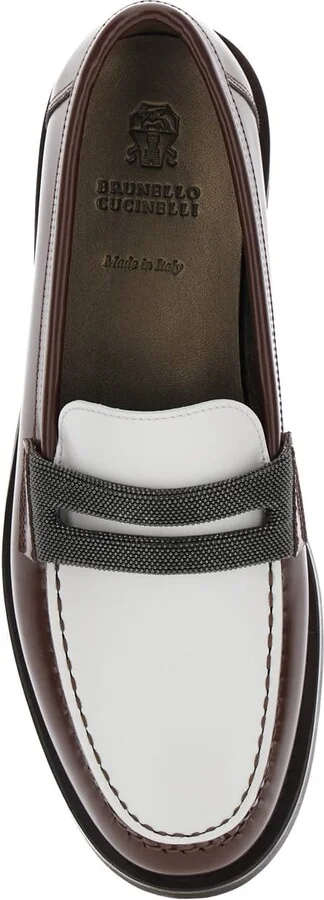 Brown Loafers With Monile Detail And Chain In Leather Woman - Image 4