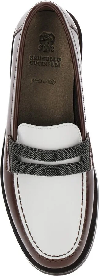 Brown Loafers With Monile Detail And Chain In Leather Woman - Image 4