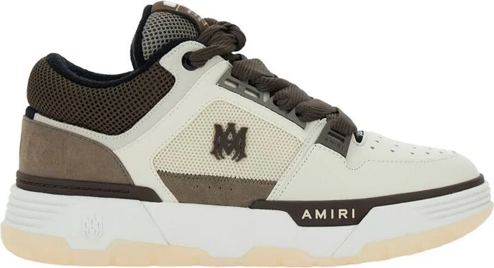 Brown Low Top Sneakers With Logo Detail On The Side And Mesh Panels In Suede Man
