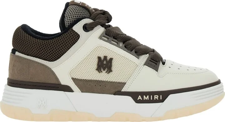 Brown Low Top Sneakers With Logo Detail On The Side And Mesh Panels In Suede Man