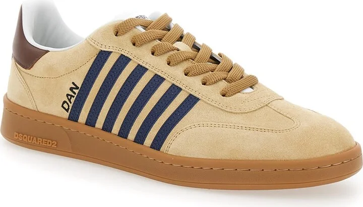 Brown Low Top Sneakers With Logo Lettering On The Tongue And Striped Detail On The Side In Leather And Suede Man - Image 2