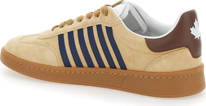 Brown Low Top Sneakers With Logo Lettering On The Tongue And Striped Detail On The Side In Leather And Suede Man - Image 3