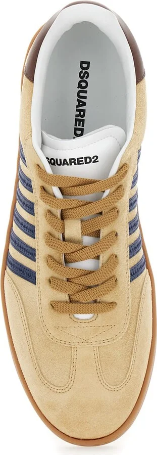 Brown Low Top Sneakers With Logo Lettering On The Tongue And Striped Detail On The Side In Leather And Suede Man - Image 4