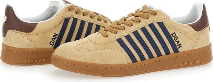 Brown Low Top Sneakers With Logo Lettering On The Tongue And Striped Detail On The Side In Leather And Suede Man - Image 5