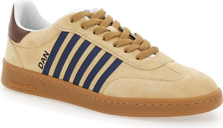 Brown Low Top Sneakers With Logo Lettering On The Tongue And Striped Detail On The Side In Leather And Suede Man - Image 2