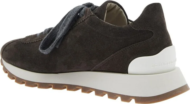 Brown Low Top Sneakers With Monil Detail On The Side And Embossed Logo Lettering On The Rear In Leather Woman - Image 3