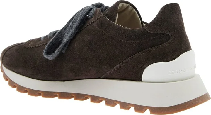 Brown Low Top Sneakers With Monil Detail On The Side And Embossed Logo Lettering On The Rear In Leather Woman - Image 3