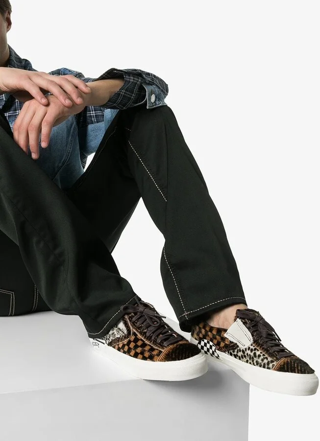 Brown Lx Furry Leather Low-top Sneakers Multicolor