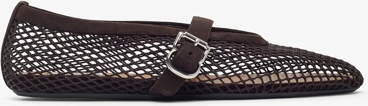 Brown mesh ballet flats
