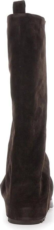 Brown Multilayer Combat Boots With One Block Sole In Suede Woman - Image 4