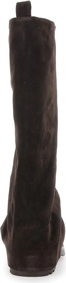 Brown Multilayer Combat Boots With One Block Sole In Suede Woman - Image 4