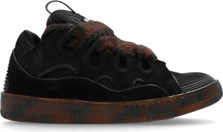 Brown Nylon Trainers With Intricate Lacing