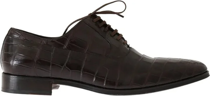 Brown Patterned Leather Dress Formal Men's Shoes (Pre-Owned)
