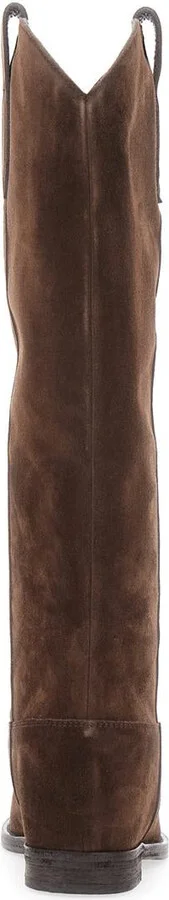 Brown Pointed Boots With Western-Style Shaft And Stitching Detail In Suede Woman - Image 4